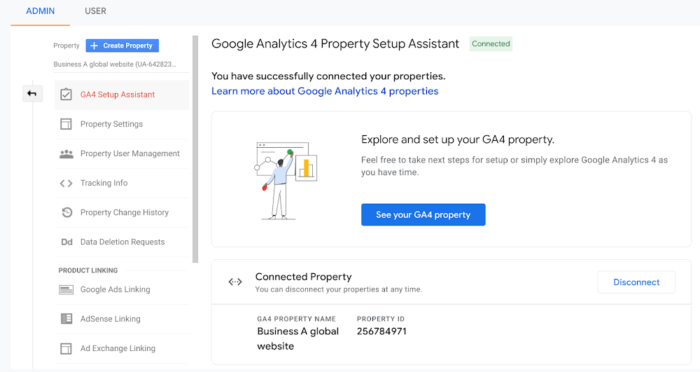 Property page Google Analytics