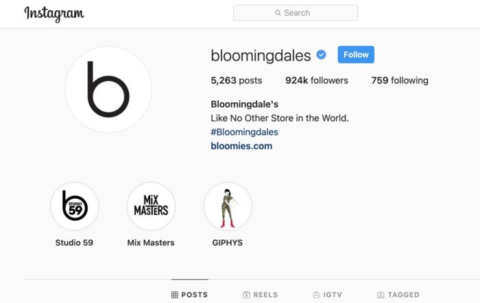 Bloomingdales instagram case