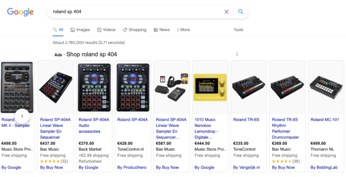 eCommerce Google Search Music
