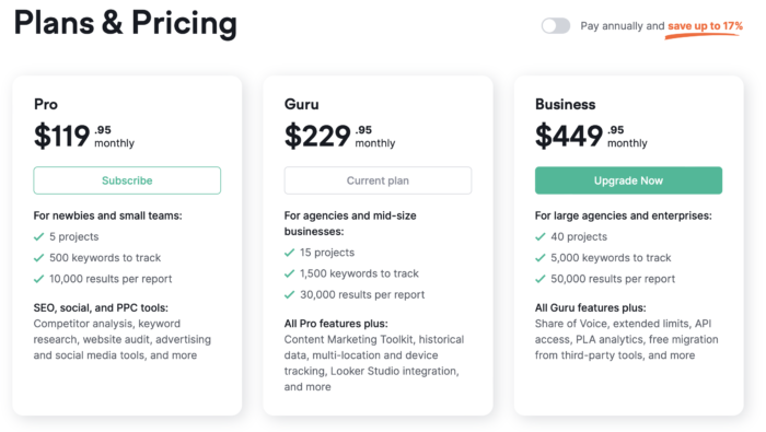 Pricing Page example