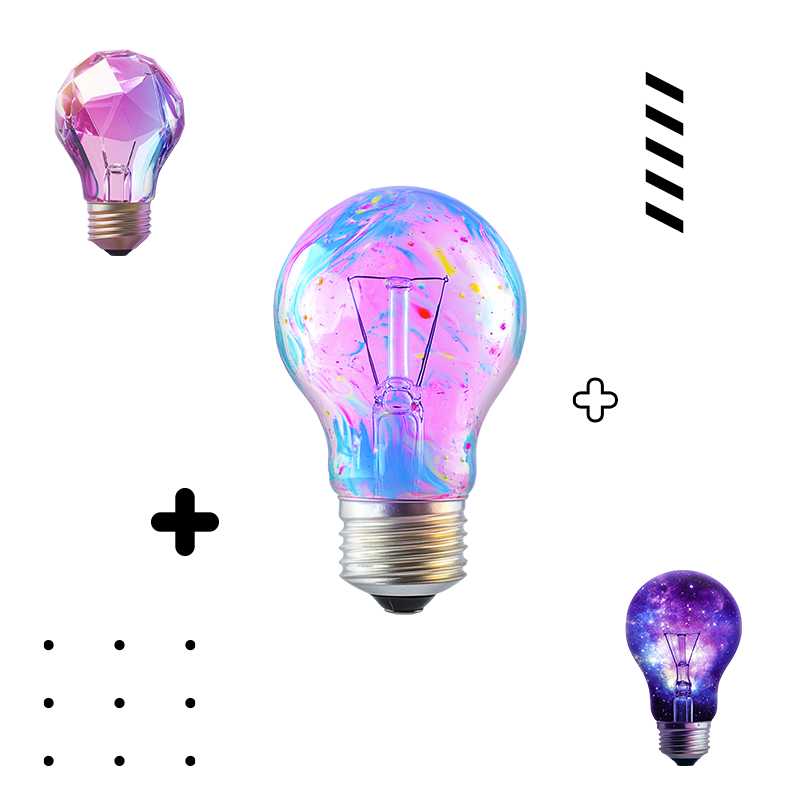 Vibrant and artistic light bulbs symbolizing creativity and innovative brand identity solutions